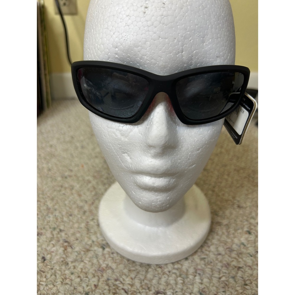 Foster Grant Polarized Sunglasses Matte Black Red Sport Wrap MaxBlock UV Lenses